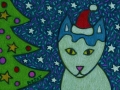 3. Holiday Cat Drawing (Greeting Inside: Meowy Christmas!)
