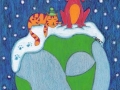 5. Holiday Cat and Dog Drawing Card (Greeting Inside: Peace on Earth.)